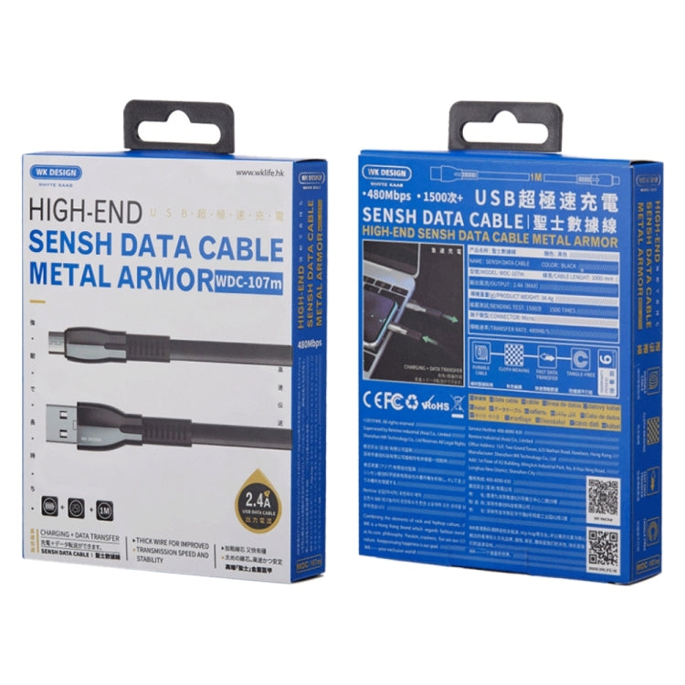 WK WDC-107i 1m 2.4A Saint Zinc Alloy Series USB to 8 Pin Data Sync Charging Cable (Black) by WK