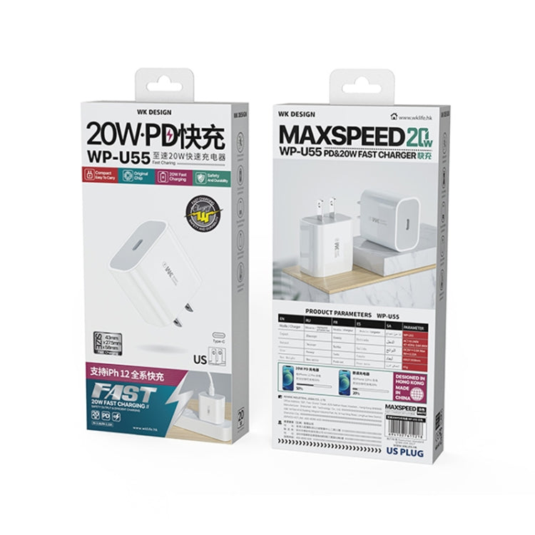 WK WP-U55 Max 20W Maxspeed PD Fast Charger (US Plug) - USB Charger by WK | Online Shopping UK | buy2fix