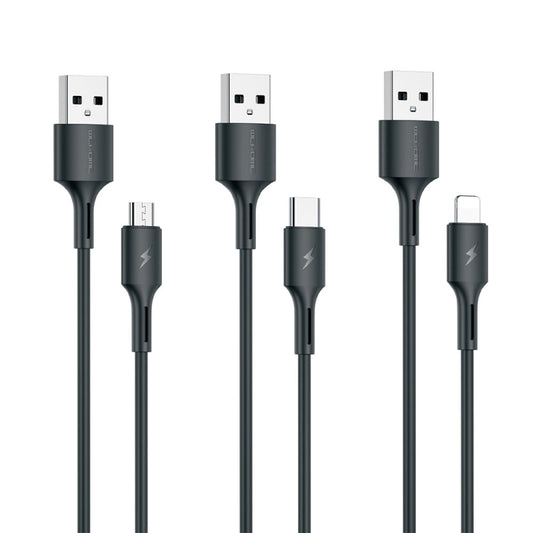 WK WDC-136 USB to 8 Pin 3A Fast Charing Data Cable(Black) by WK