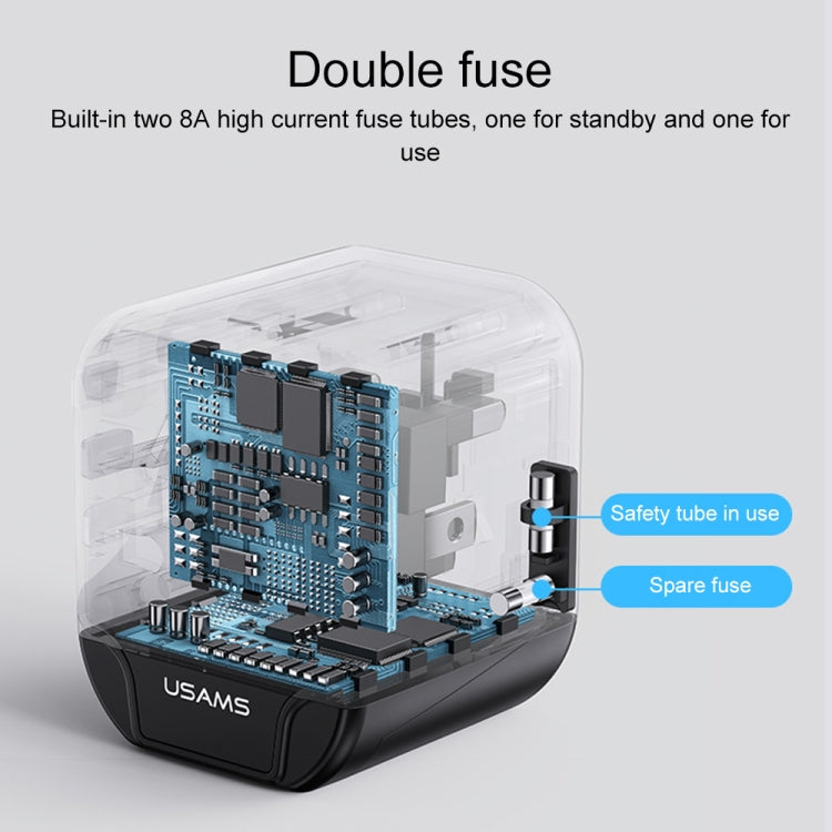 USAMS US-CC173 T55 12W Universal Multi Plug Travel Charger(Black) - Plug Adaptor by USAMS | Online Shopping UK | buy2fix