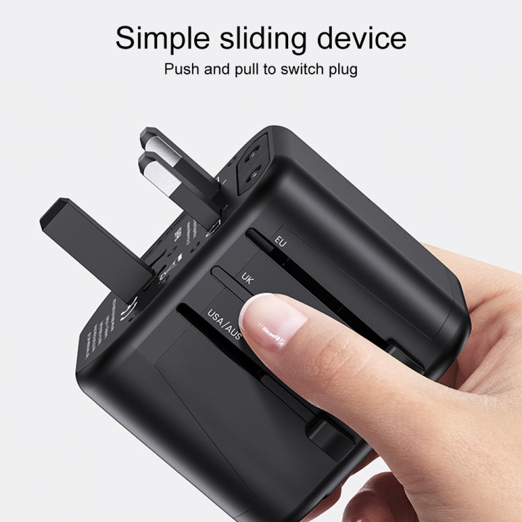 USAMS US-CC173 T55 12W Universal Multi Plug Travel Charger(Black) - Plug Adaptor by USAMS | Online Shopping UK | buy2fix