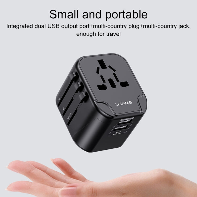 USAMS US-CC173 T55 12W Universal Multi Plug Travel Charger(Black) - Plug Adaptor by USAMS | Online Shopping UK | buy2fix