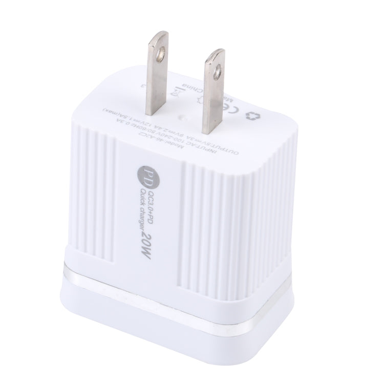46-A2C2 20W PD + QC3.0 USB Multifunction Fast Charger,US Plug(White) - USB Charger by buy2fix | Online Shopping UK | buy2fix