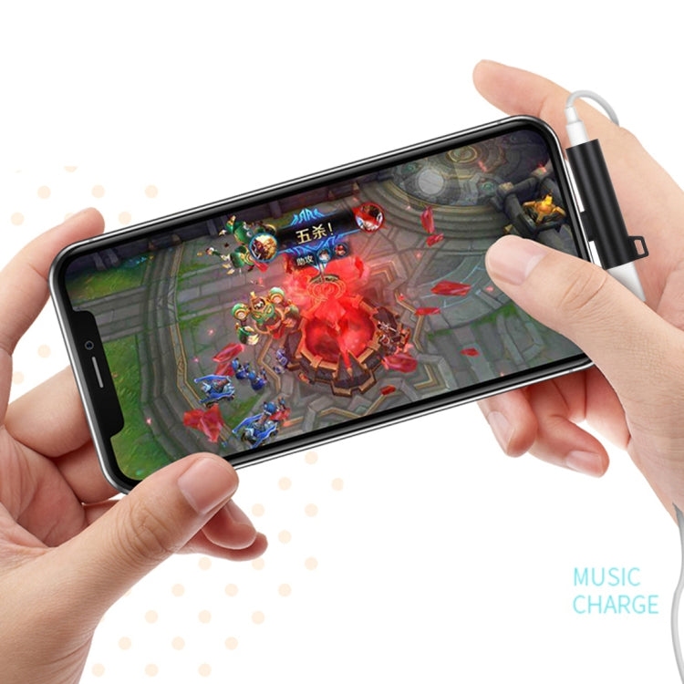 2 in 1 Ball Head Shape 8 Pin + 3.5mm to 8 Pin Male Charging Audio Adapter(Black) by buy2fix