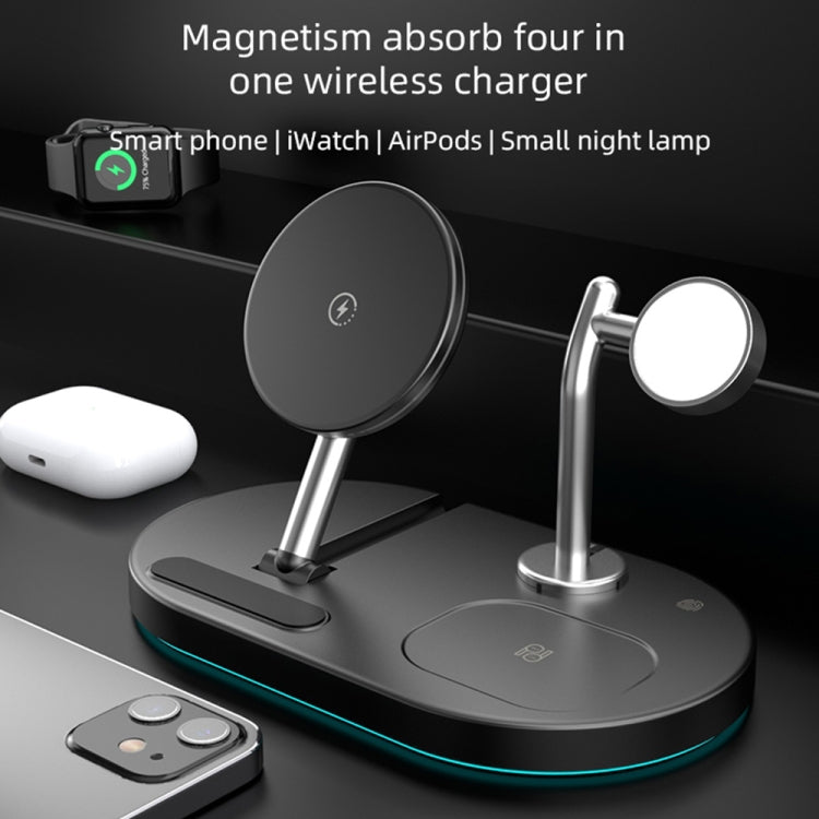 S20 4 in 1 15W Multifunctional Magnetic Wireless Charger with Night Light & Holder for Mobile Phones / AirPods(White) by buy2fix