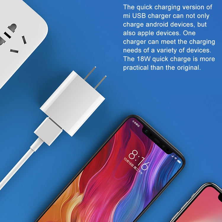 Original Xiaomi 18W Wall Charger Adapter Single Port USB Quick Charger, US Plug - USB Charger by Xiaomi | Online Shopping UK | buy2fix