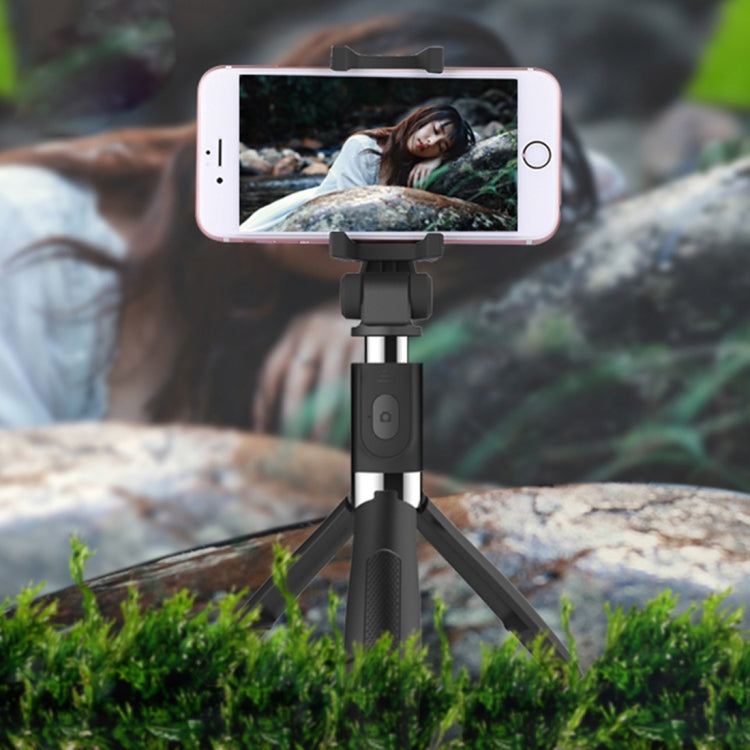 2 in 1 Foldable Bluetooth Shutter Remote Selfie Stick Tripod for iPhone and Android Phones(Black) - Selfie Sticks by buy2fix | Online Shopping UK | buy2fix