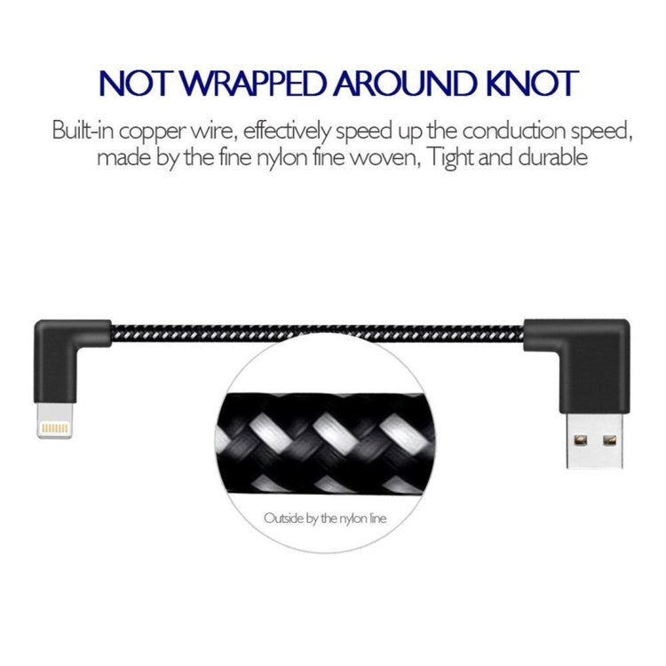 1m 2A USB to 8 Pin Nylon Weave Style Double Elbow Data Sync Charging Cable by buy2fix