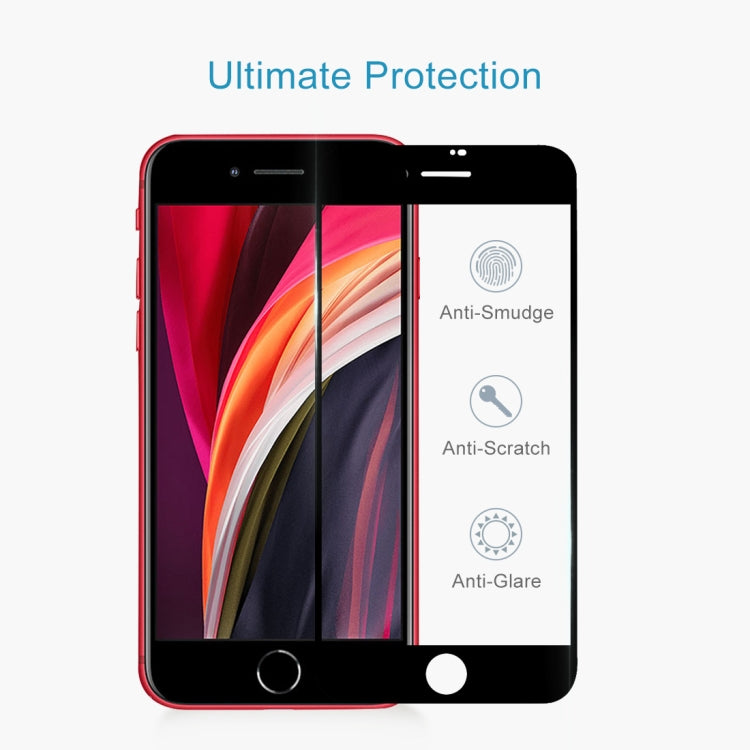 For iPhone SE 2022 / 2020 Full Screen Large Arc Edge High Aluminum Tempered Glass Film(Black) - iPhone SE 2022 / 2020 Tempered Glass by buy2fix | Online Shopping UK | buy2fix