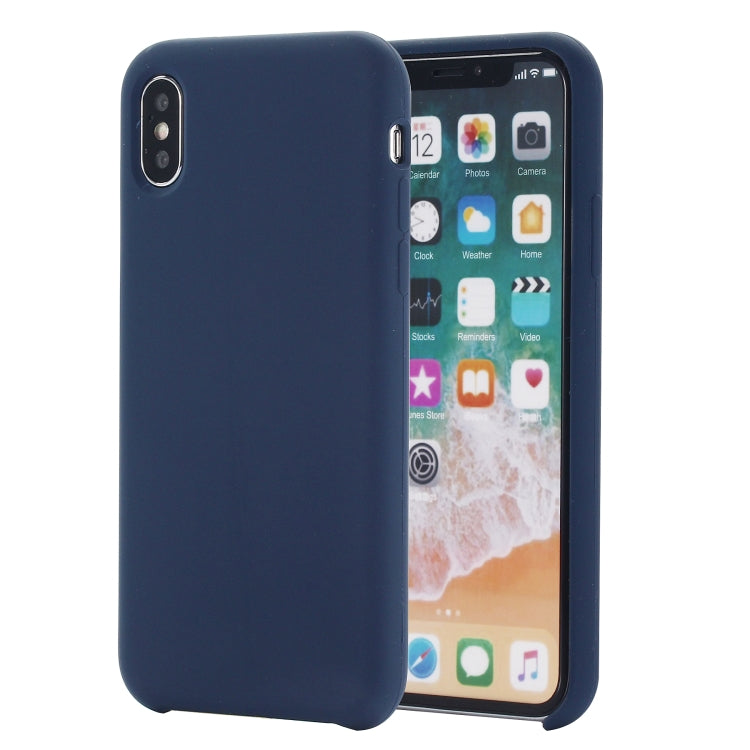 For iPhone XS Max Four Corners Full Coverage Liquid Silicone Protective Case Back Cover (Dark Blue) - More iPhone Cases by buy2fix | Online Shopping UK | buy2fix