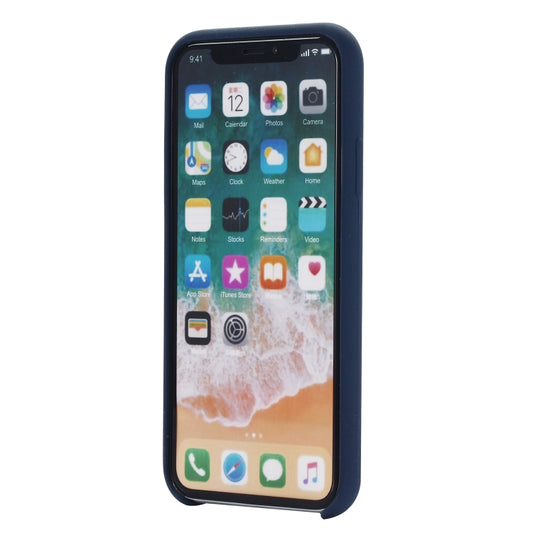 For iPhone XS Max Four Corners Full Coverage Liquid Silicone Protective Case Back Cover (Dark Blue) by buy2fix