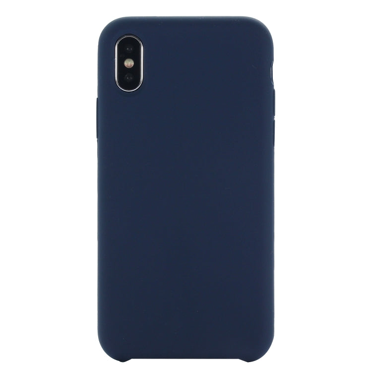 For iPhone XS Max Four Corners Full Coverage Liquid Silicone Protective Case Back Cover (Dark Blue) - More iPhone Cases by buy2fix | Online Shopping UK | buy2fix