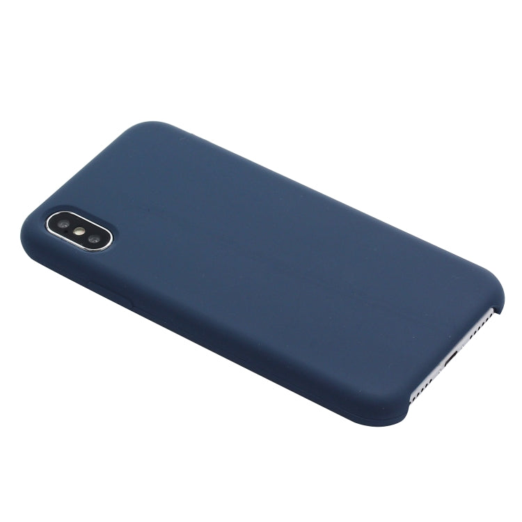 For iPhone XS Max Four Corners Full Coverage Liquid Silicone Protective Case Back Cover (Dark Blue) - More iPhone Cases by buy2fix | Online Shopping UK | buy2fix