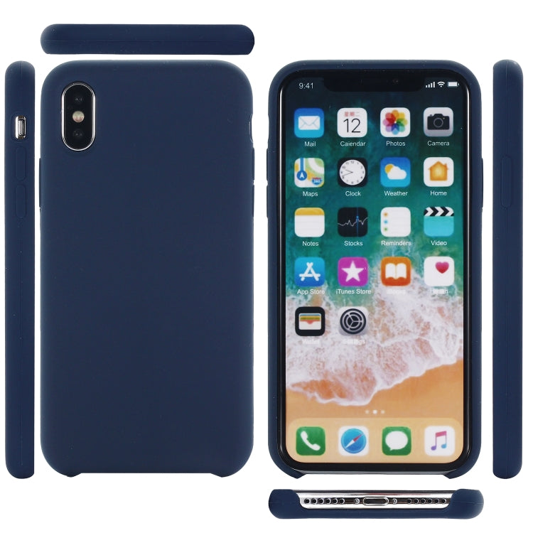 For iPhone XS Max Four Corners Full Coverage Liquid Silicone Protective Case Back Cover (Dark Blue) - More iPhone Cases by buy2fix | Online Shopping UK | buy2fix