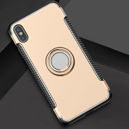 For iPhone XS Max Magnetic 360 Degrees Rotation Ring Armor Protective Case(Gold) by buy2fix