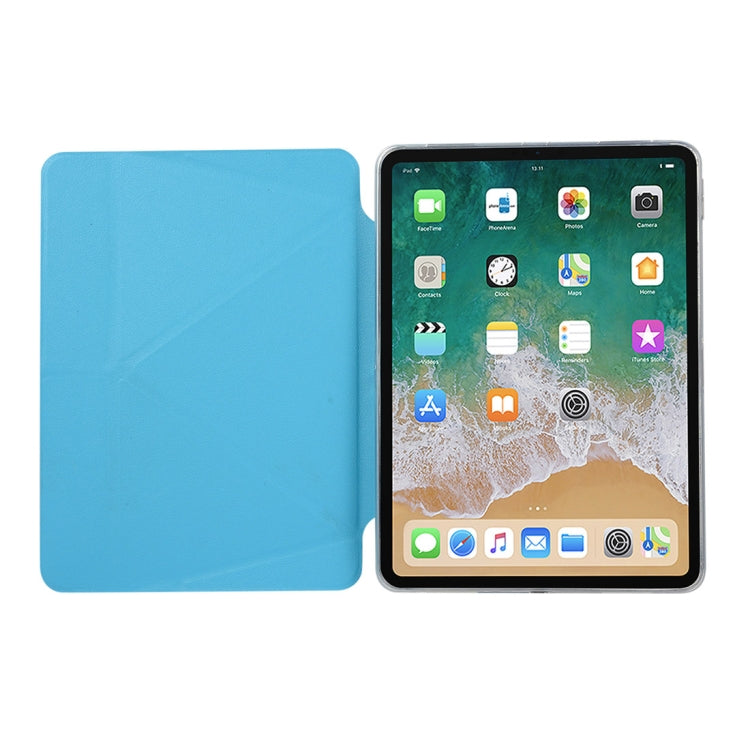 PU Leather Case for iPad Pro 11 inch (2018), with Multi-folding Holder & Sleep / Wake-up Function(Lake Blue) by buy2fix