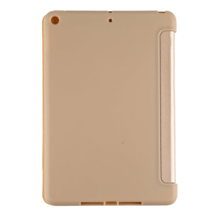 PU Plastic Bottom Case Foldable Deformation Left and Right Flip Leather Case with Three Fold Bracket & Smart Sleep for iPad mini 2019 (Gold) - iPad mini (2019) / mini 5 Cases by buy2fix | Online Shopping UK | buy2fix