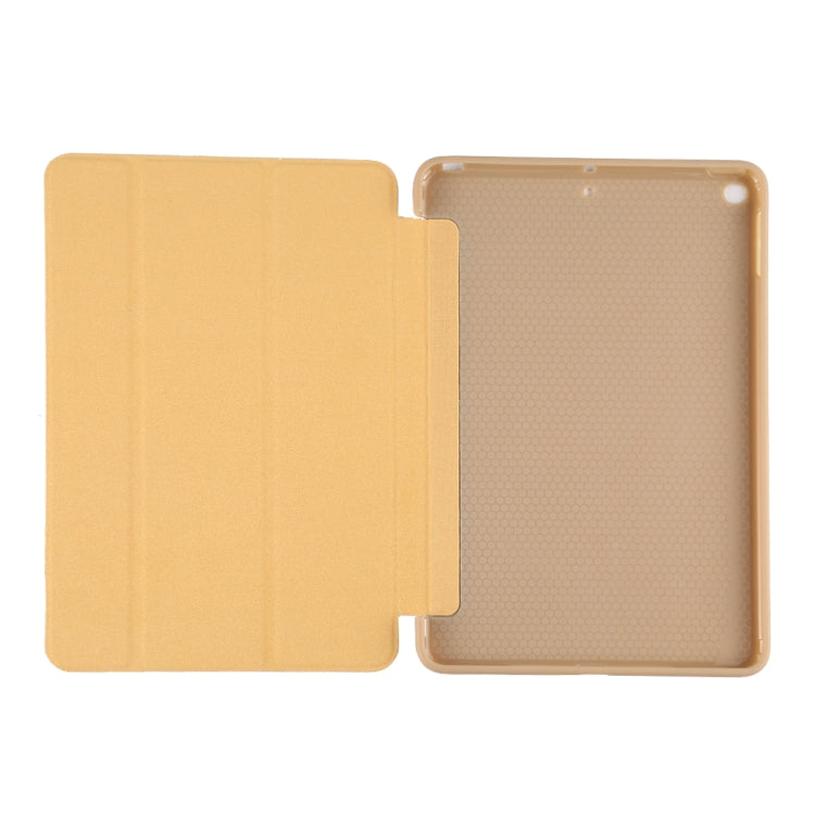 PU Plastic Bottom Case Foldable Deformation Left and Right Flip Leather Case with Three Fold Bracket & Smart Sleep for iPad mini 2019 (Gold) - iPad mini (2019) / mini 5 Cases by buy2fix | Online Shopping UK | buy2fix