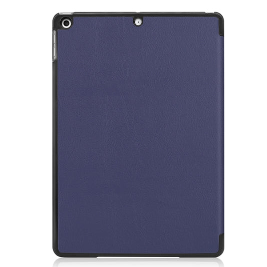 For iPad 10.2 Custer Texture Horizontal Flip Smart PU Leather Case with Sleep / Wake-up Function & Three-folding Holder (Dark Blue) by buy2fix