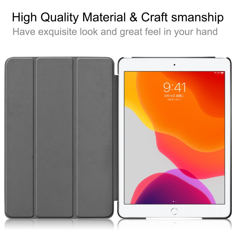 For iPad 10.2 Custer Texture Horizontal Flip Smart PU Leather Case with Sleep / Wake-up Function & Three-folding Holder (Grey) by buy2fix