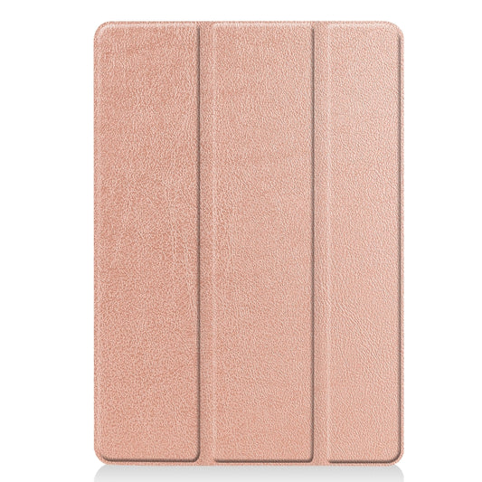 For iPad 10.2 Custer Texture Horizontal Flip Smart PU Leather Case with Sleep / Wake-up Function & Three-folding Holder (Rose Gold) by buy2fix