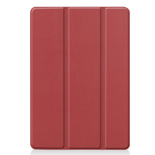 For iPad 10.2 Custer Texture Horizontal Flip Smart PU Leather Case with Sleep / Wake-up Function & Three-folding Holder (Wine Red) by buy2fix