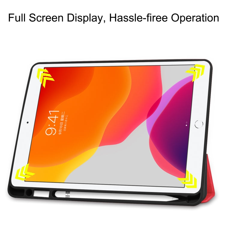 For iPad 10.2 2021 / 2020 / 2019 Custer Texture Horizontal Flip Smart TPU Leather Case with Sleep / Wake-up Function & Three-folding Holder & Pen Slot(Red) - iPad 10.2 Cases by buy2fix | Online Shopping UK | buy2fix