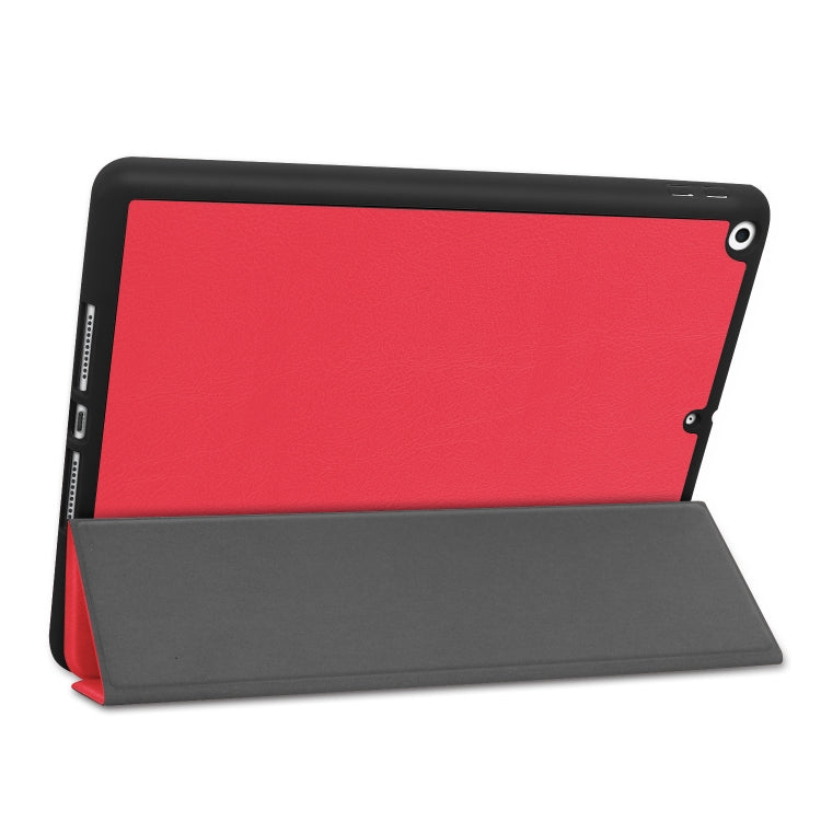For iPad 10.2 2021 / 2020 / 2019 Custer Texture Horizontal Flip Smart TPU Leather Case with Sleep / Wake-up Function & Three-folding Holder & Pen Slot(Red) - iPad 10.2 Cases by buy2fix | Online Shopping UK | buy2fix