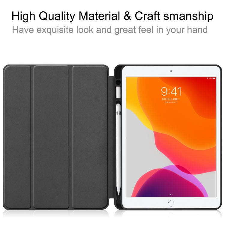 For iPad 10.2 2021 / 2020 / 2019 Custer Texture Horizontal Flip Smart TPU Leather Case with Sleep / Wake-up Function & Three-folding Holder & Pen Slot(Red) - iPad 10.2 Cases by buy2fix | Online Shopping UK | buy2fix