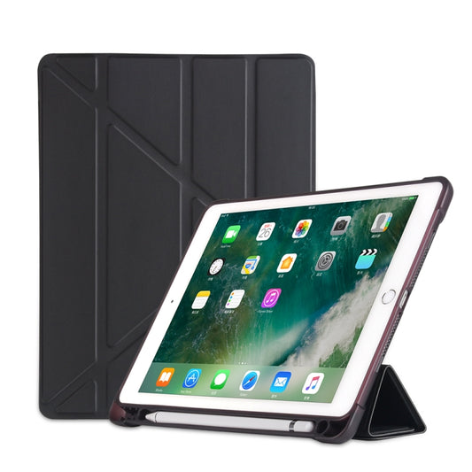 Multi-folding Shockproof TPU Protective Case for iPad 9.7 (2018) / 9.7 (2017) / air / air2, with Holder & Pen Slot(Black) by buy2fix
