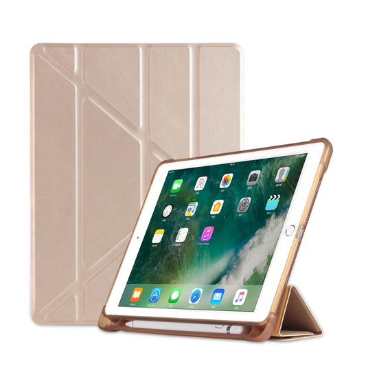 Multi-folding Shockproof TPU Protective Case for iPad 9.7 (2018) / 9.7 (2017) / air / air2, with Holder & Pen Slot(Gold) by buy2fix