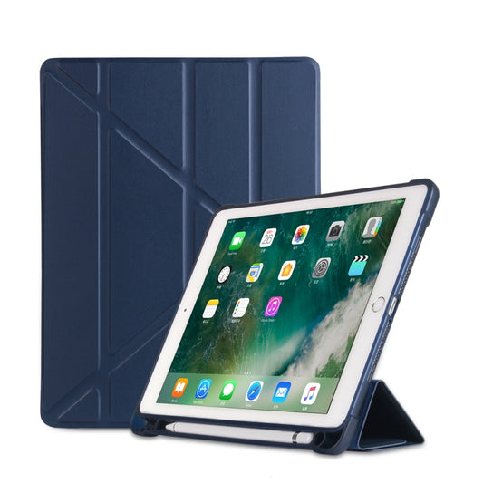 Multi-folding Shockproof TPU Protective Case for iPad 9.7 (2018) / 9.7 (2017) / air / air2, with Holder & Pen Slot(Blue) by buy2fix
