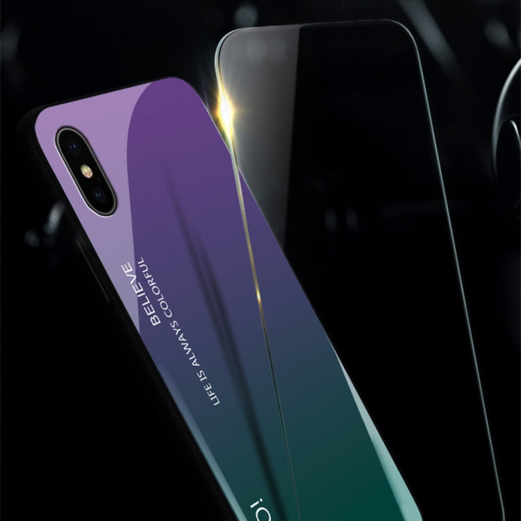 For iPhone X / XS Gradient Color Glass Case (Black) - More iPhone Cases by buy2fix | Online Shopping UK | buy2fix