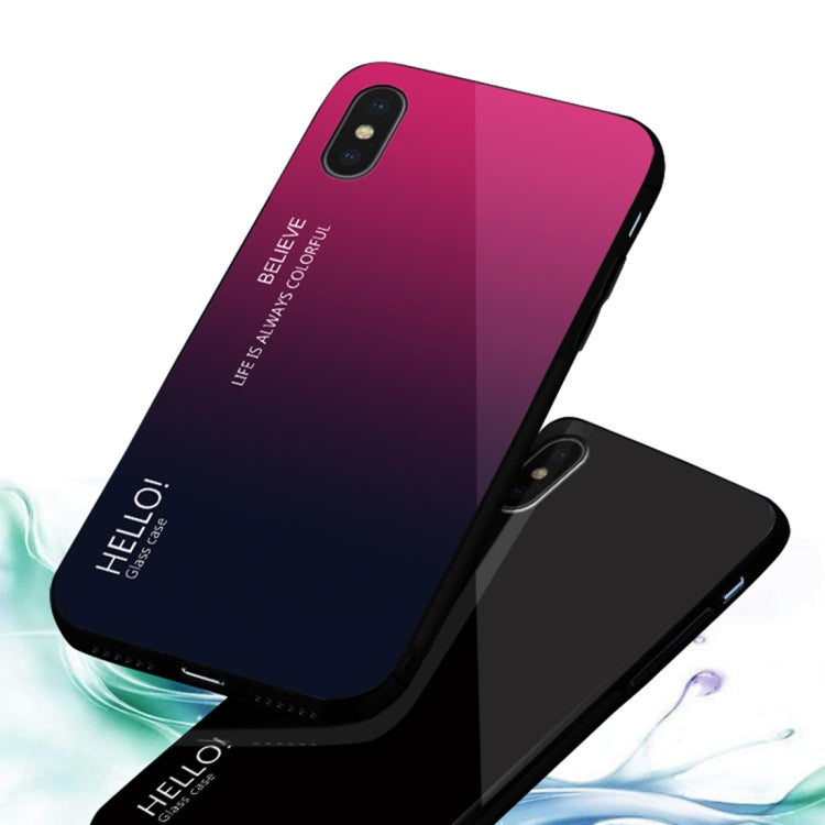 For iPhone X / XS Gradient Color Glass Case (Black) - More iPhone Cases by buy2fix | Online Shopping UK | buy2fix