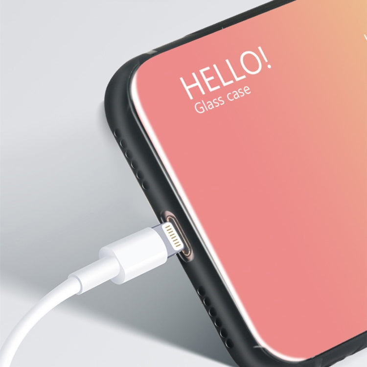 For iPhone X / XS Gradient Color Glass Case (Black) - More iPhone Cases by buy2fix | Online Shopping UK | buy2fix