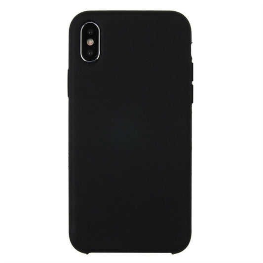 For iPhone X / XS Pure Color Liquid Silicone + PC Dropproof Protective Back Cover Case(Black) by buy2fix