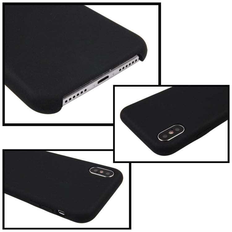 For iPhone X / XS Pure Color Liquid Silicone + PC Dropproof Protective Back Cover Case(Black) - More iPhone Cases by buy2fix | Online Shopping UK | buy2fix