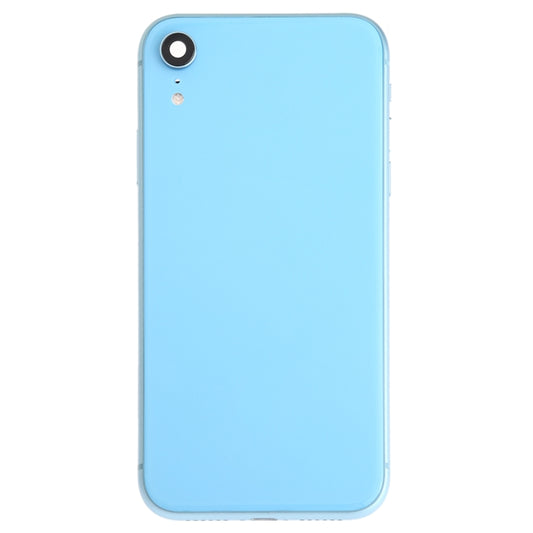 Battery Back Cover Assembly (with Side Keys & Speaker Ringer Buzzer & Motor & Camera Lens & Card Tray & Power Button + Volume Button + Charging Port + Signal Flex Cable & Wireless Charging Module) for iPhone XR(Blue) by buy2fix