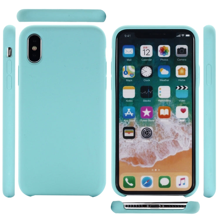 For iPhone XR Four Corners Full Coverage Liquid Silicone Case(Baby Blue) by buy2fix