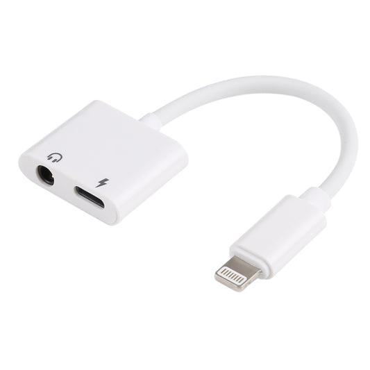 GL011 2 in 1 8 Pin Female + 3.5mm Female to 8 Pin Male Audio Charging Adapter(White) by buy2fix