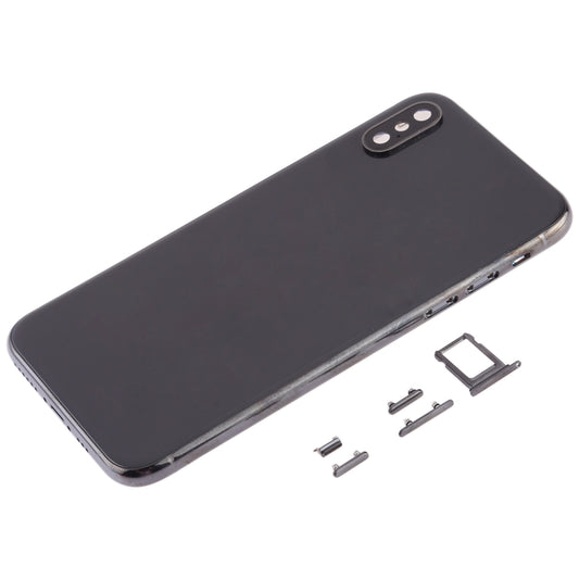 Back Cover with Camera Lens & SIM Card Tray & Side Keys for iPhone XS(Black) by buy2fix