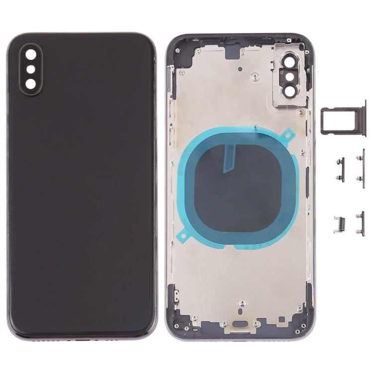 Back Cover with Camera Lens & SIM Card Tray & Side Keys for iPhone XS(Black) - Back Cover by buy2fix | Online Shopping UK | buy2fix