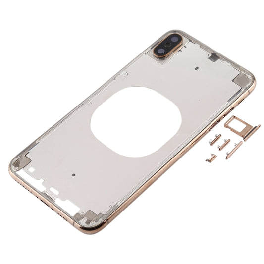 Transparent Back Cover with Camera Lens & SIM Card Tray & Side Keys for iPhone XS(Gold) by buy2fix