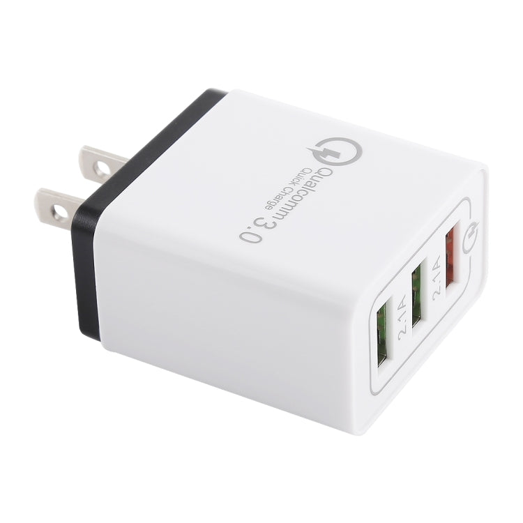AR-QC-03 2.1A 3 USB Ports Quick Charger Travel Charger, US Plug(Black) - USB Charger by buy2fix | Online Shopping UK | buy2fix