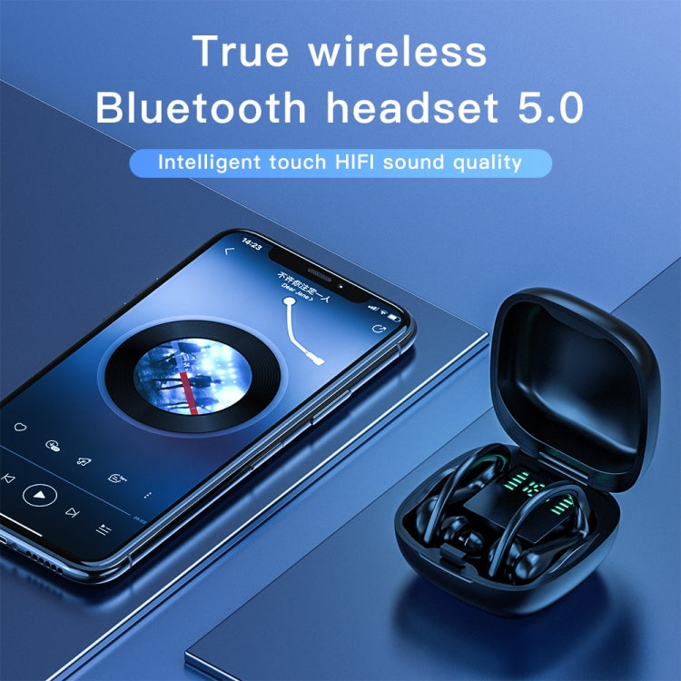 MD03 Wireless Ear-mounted Bluetooth Earphone with Charging Box & Digital Display, Support Touch & HD Call & Voice Assistant & NFC(Black) by buy2fix