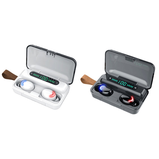 F9-5C Four-bar Breathing Light + Digital Display Noise Reduction Bluetooth Earphone with Hand Strap(White) by buy2fix