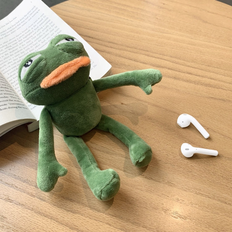 For AirPods 1 / 2 Plush Sad Frog Shape Earphone Protective Case with Hook by buy2fix