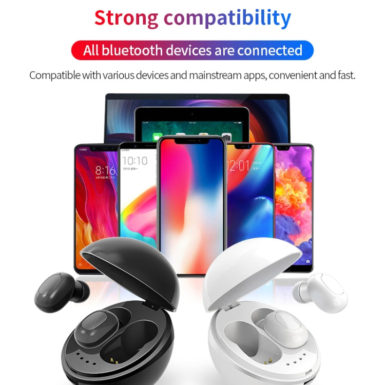 A10 TWS Space Capsule Shape Wireless Bluetooth Earphone with Magnetic Charging Box & Lanyard, Support HD Call & Automatic Pairing Bluetooth(White + Black) by buy2fix