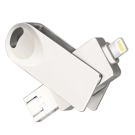 S29 3 in 1 128GB Micro USB + USB + 8 Pin Interface Metal Twister Flash Disk(Silver) by buy2fix