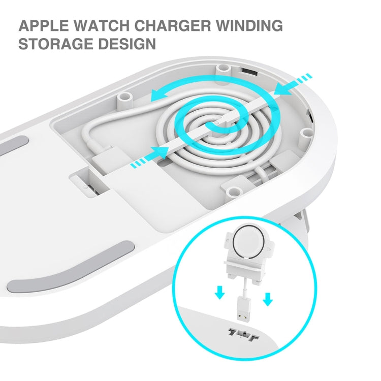 A04 3 in 1 Multi-function Qi Standard Wireless Charger for Mobile Phones & iWatch & AirPods (White) - Wireless Charger by buy2fix | Online Shopping UK | buy2fix